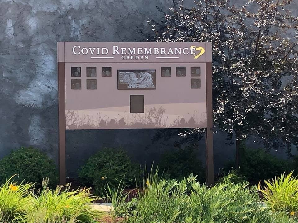 The Covid Remembrance Garden sign